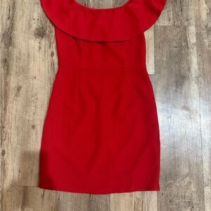 Esley Red Round Neck Sleeveless Fitted Dress | Size S